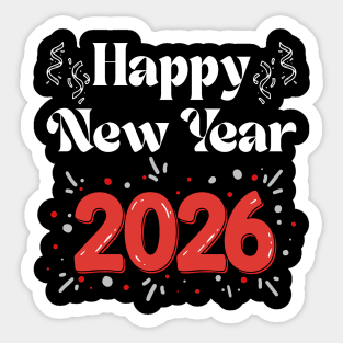 Happy New Year 2026 Celebration with Confetti and Balloons Sticker